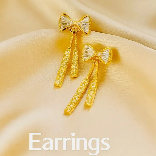 Golden Glam Bow Earrings