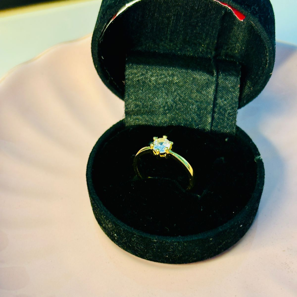 "Golden Solitaire Sparkle Ring"