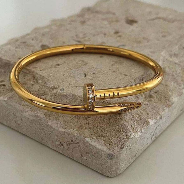 "Luxury Nail Twist – Gold Plated Cuff Bracelet"