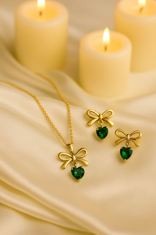 Emerald Bow Charm Set