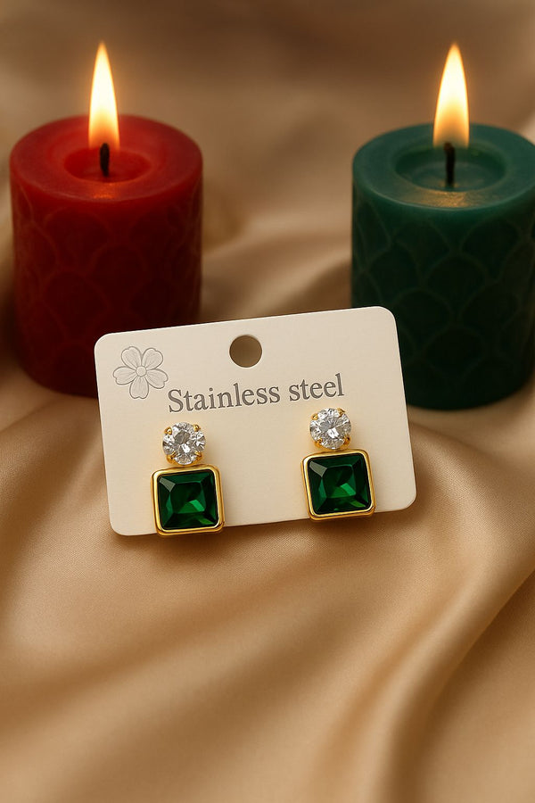 Zircon and Emerald green Earing
